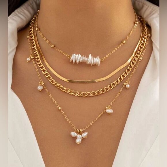 Boho pearl necklace M534 - Picture 1 of 4